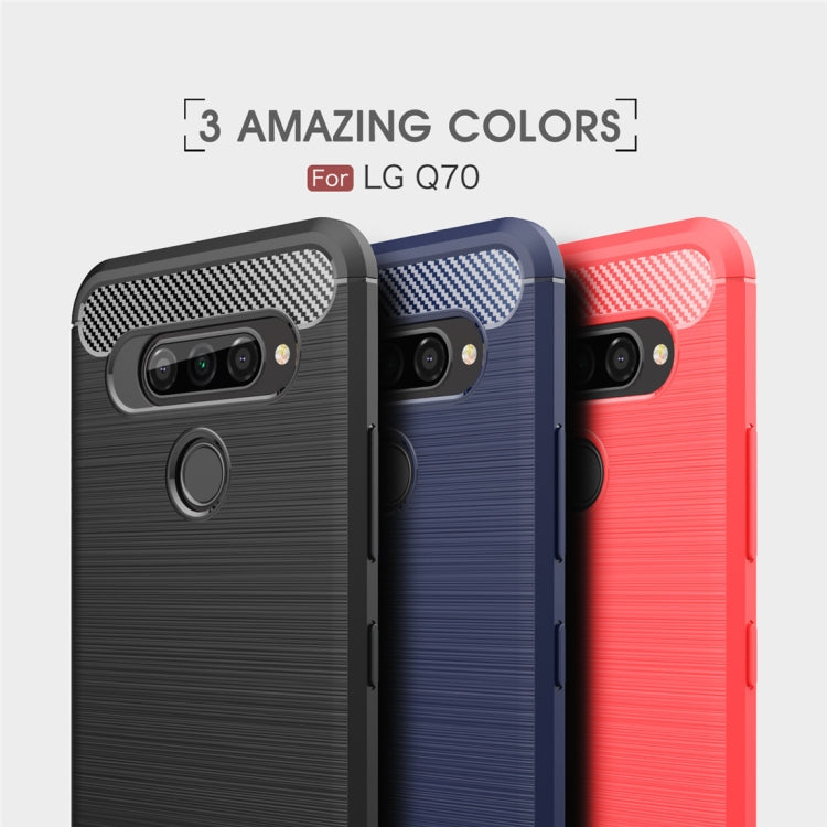 For LG Q70 Brushed Texture Carbon Fiber TPU Case