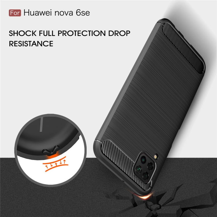 For Huawei Nova 6 SE Brushed Texture Carbon Fiber TPU Case