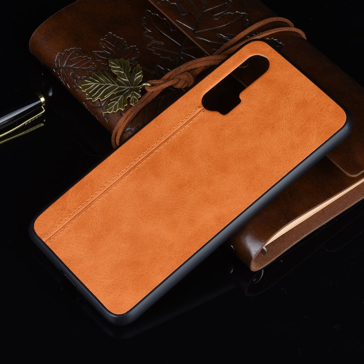 For Huawei Nova 6 Shockproof Sewing Cow Pattern Skin PC + PU + TPU Case