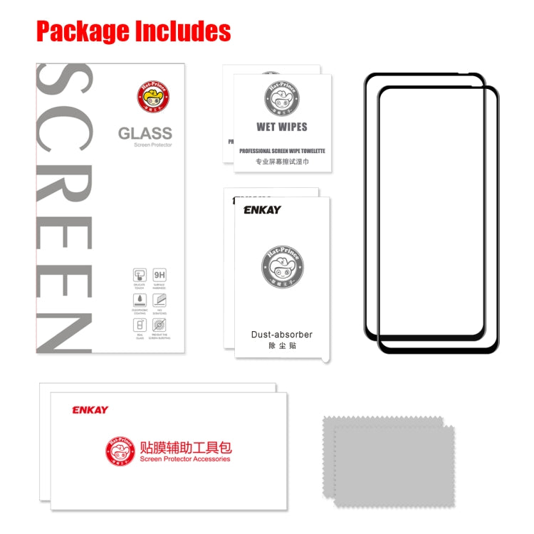 For Huawei Nova 6 2 PCS ENKAY Hat-prince 0.2mm 9H 3D Full Screen Soft Carbon Fiber Edges Tempered Glass Film