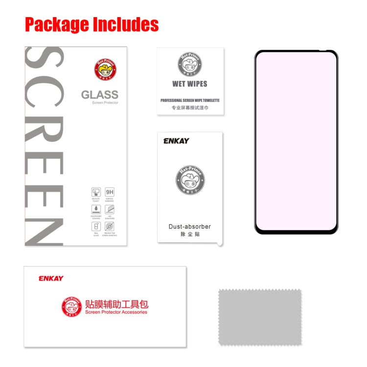 For Huawei Nova 6 ENKAY Hat-Prince 0.2mm 9H 3D Full Screen Soft Carbon Fiber Edges Anti-Blue-Ray Tempered Glass Film