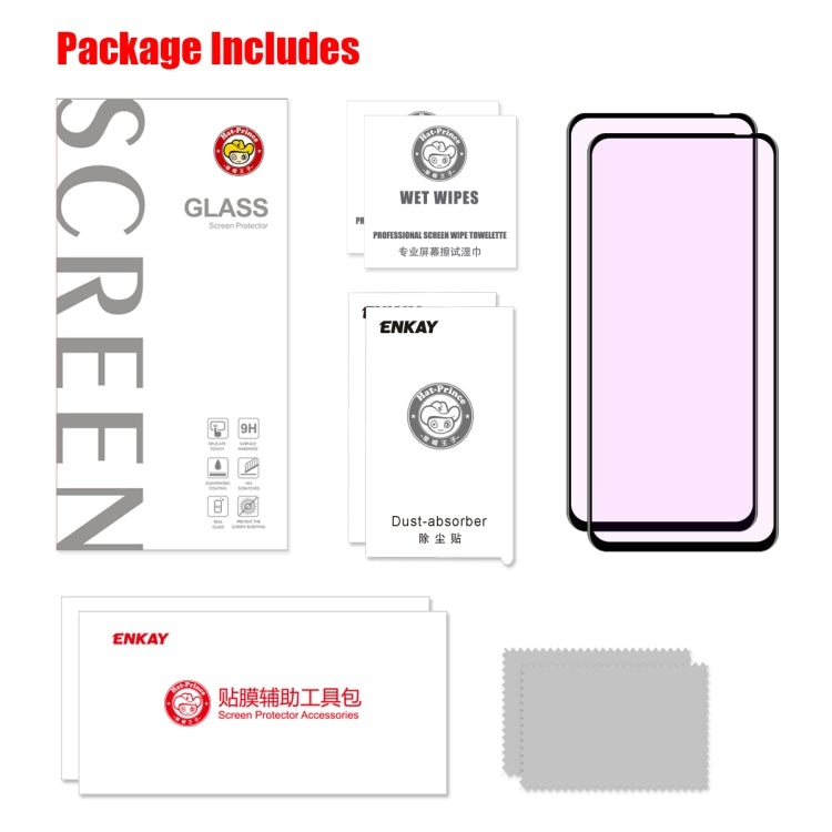 For Huawei Nova 6 2 PCS ENKAY Hat-Prince 0.2mm 9H 3D Full Screen Soft Carbon Fiber Edges Anti-Blue-Ray Tempered Glass Film