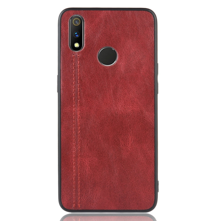 For Oppo Realme 3 Shockproof Sewing Cow Pattern Skin PC + PU + TPU Case