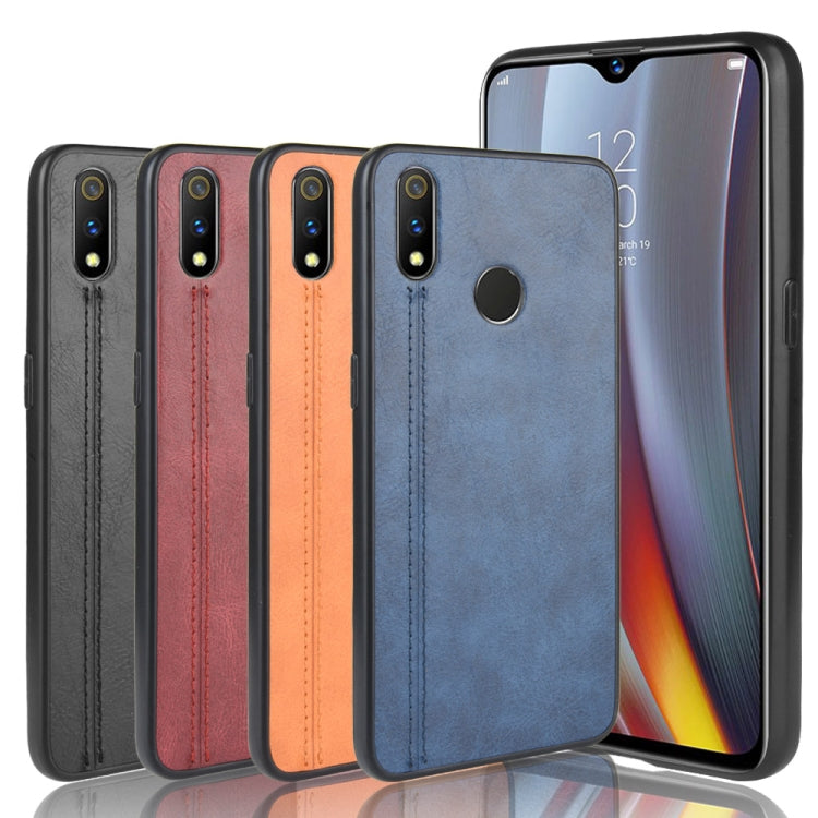 For Oppo Realme 3 Shockproof Sewing Cow Pattern Skin PC + PU + TPU Case