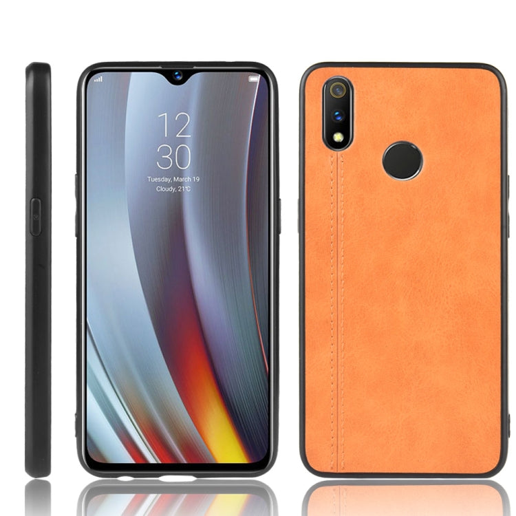 For Oppo Realme 3 Shockproof Sewing Cow Pattern Skin PC + PU + TPU Case