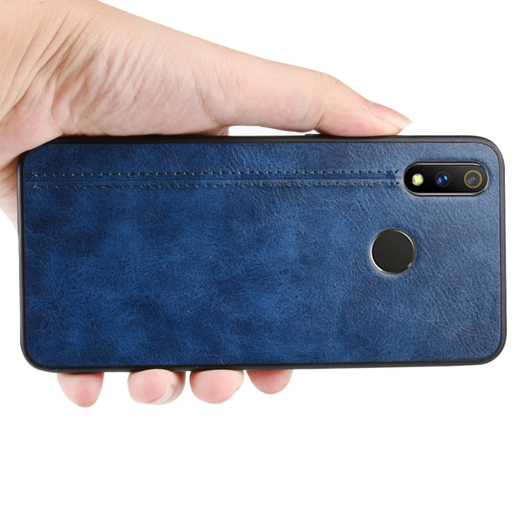 For Oppo Realme 3 Shockproof Sewing Cow Pattern Skin PC + PU + TPU Case