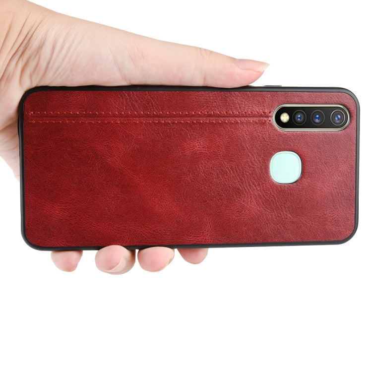 For Vivo Y19 Shockproof Sewing Cow Pattern Skin PC + PU + TPU Case