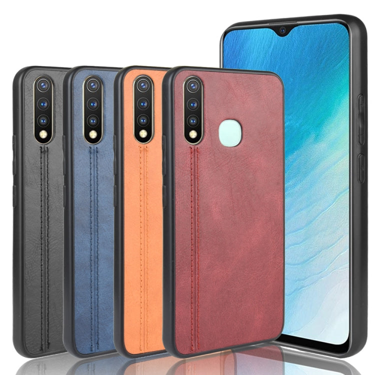 For Vivo Y19 Shockproof Sewing Cow Pattern Skin PC + PU + TPU Case