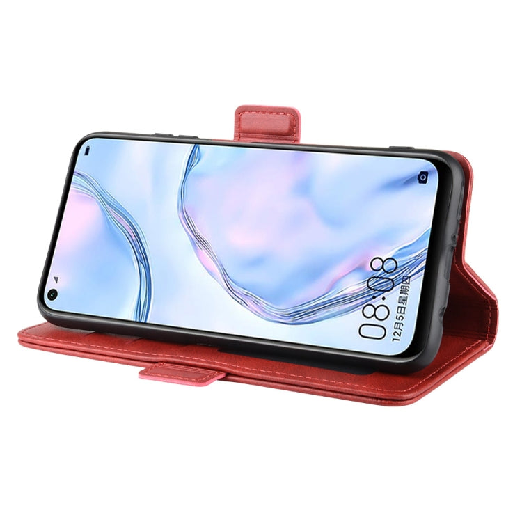 For Huawei Nova 6 SE Double Buckle Crazy Horse Business Mobile Phone Holster with Card Wallet Bracket Function