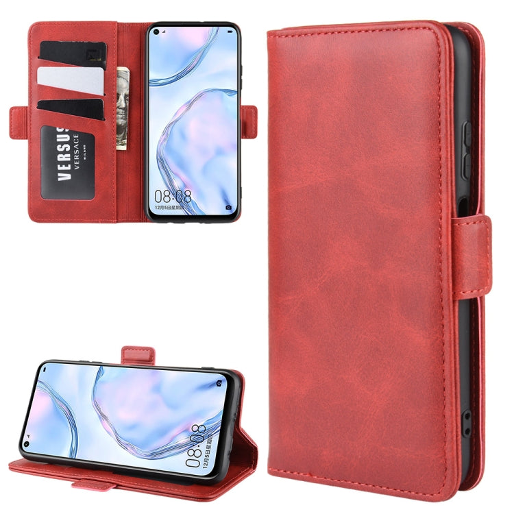 For Huawei Nova 6 SE Double Buckle Crazy Horse Business Mobile Phone Holster with Card Wallet Bracket Function
