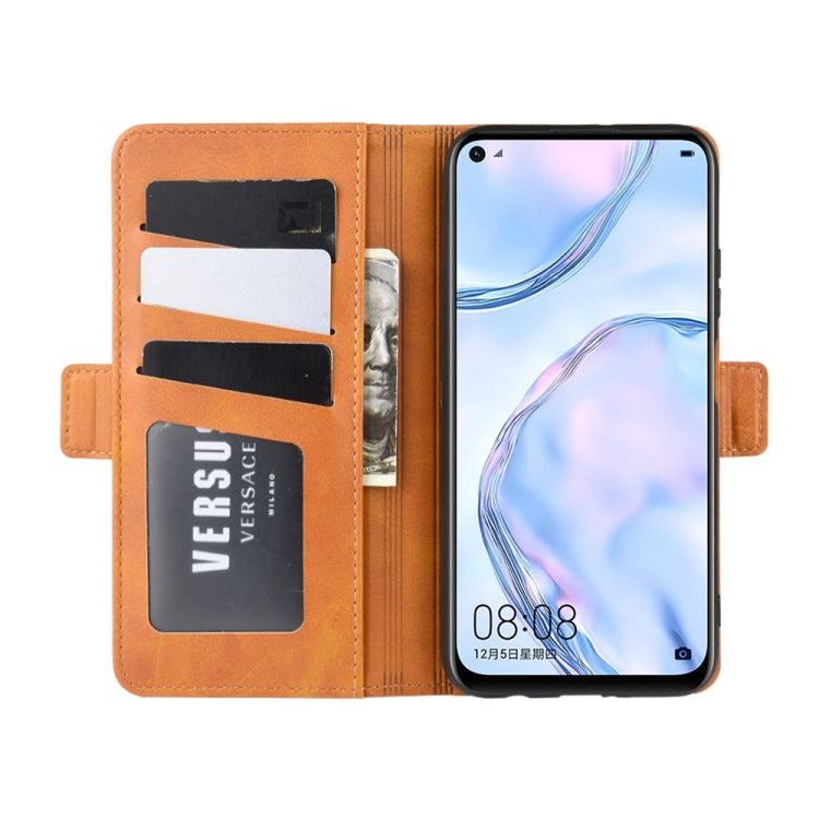 For Huawei Nova 6 SE Double Buckle Crazy Horse Business Mobile Phone Holster with Card Wallet Bracket Function