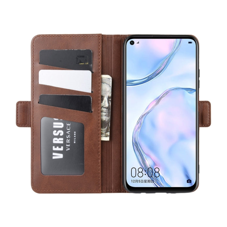For Huawei Nova 6 SE Double Buckle Crazy Horse Business Mobile Phone Holster with Card Wallet Bracket Function