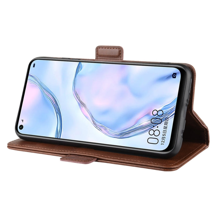For Huawei Nova 6 SE Double Buckle Crazy Horse Business Mobile Phone Holster with Card Wallet Bracket Function