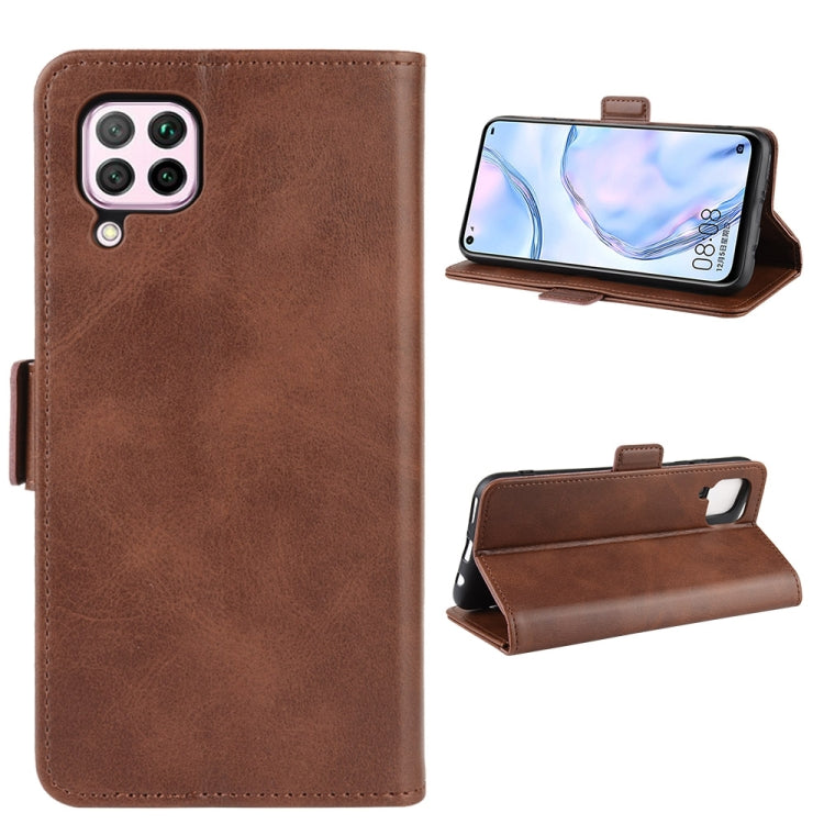 For Huawei Nova 6 SE Double Buckle Crazy Horse Business Mobile Phone Holster with Card Wallet Bracket Function