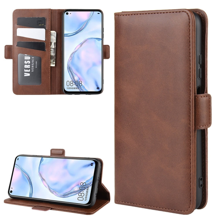 For Huawei Nova 6 SE Double Buckle Crazy Horse Business Mobile Phone Holster with Card Wallet Bracket Function