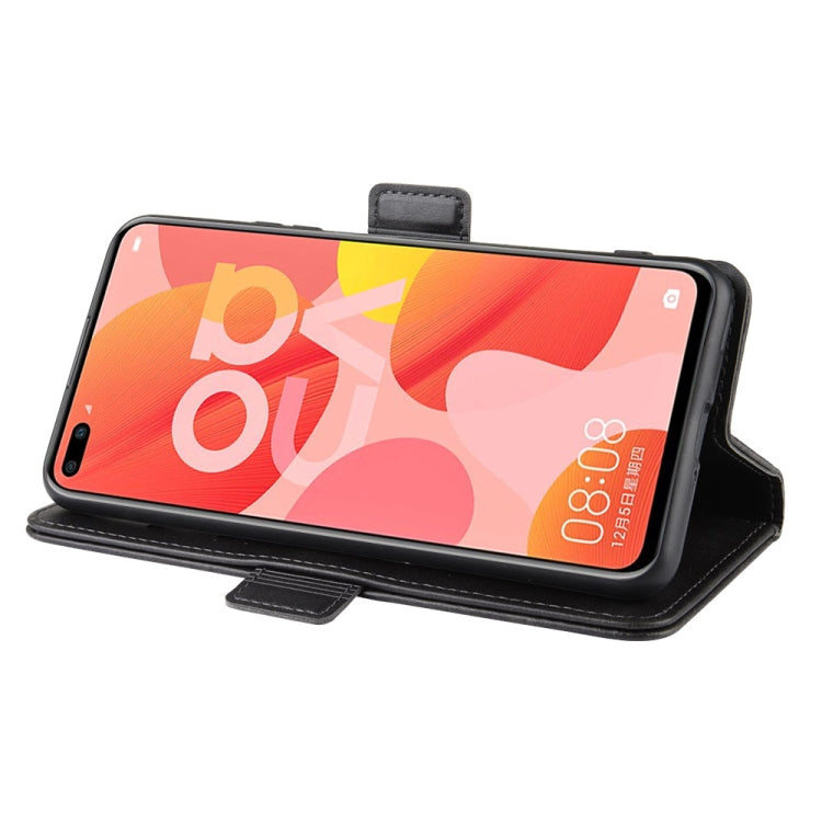 For Huawei Nova 6 Double Buckle Crazy Horse Business Mobile Phone Holster with Card Wallet Bracket Function