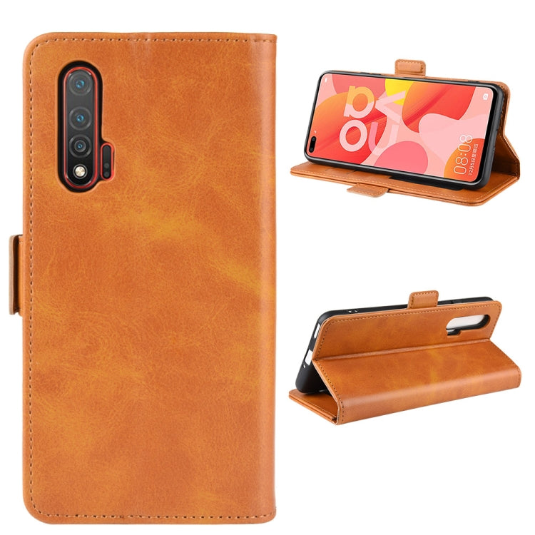 For Huawei Nova 6 Double Buckle Crazy Horse Business Mobile Phone Holster with Card Wallet Bracket Function