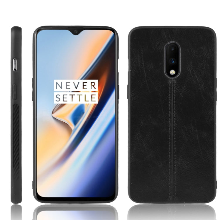 For OnePlus 7 Shockproof Sewing Cow Pattern Skin PC + PU + TPU Case