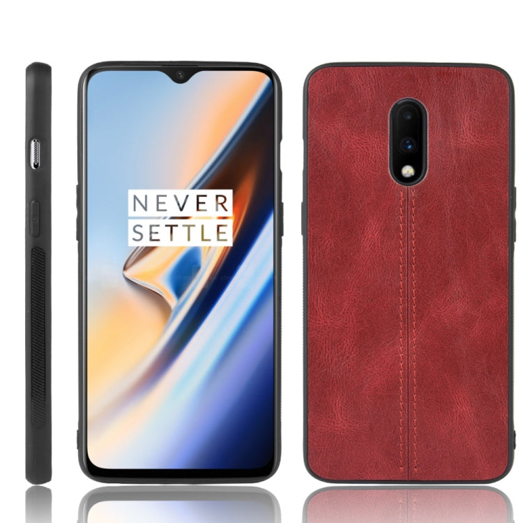 For OnePlus 7 Shockproof Sewing Cow Pattern Skin PC + PU + TPU Case