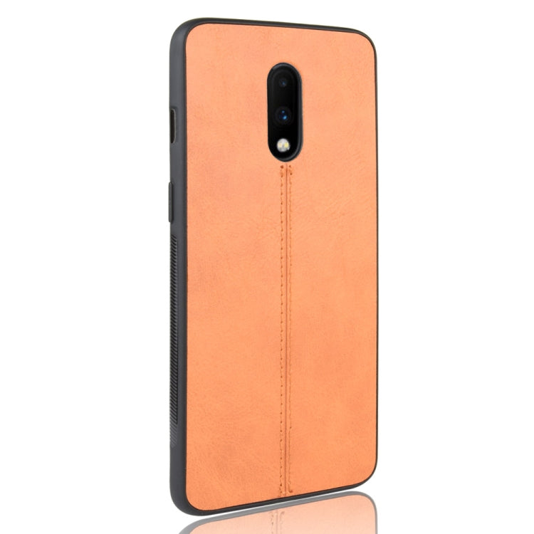 For OnePlus 7 Shockproof Sewing Cow Pattern Skin PC + PU + TPU Case