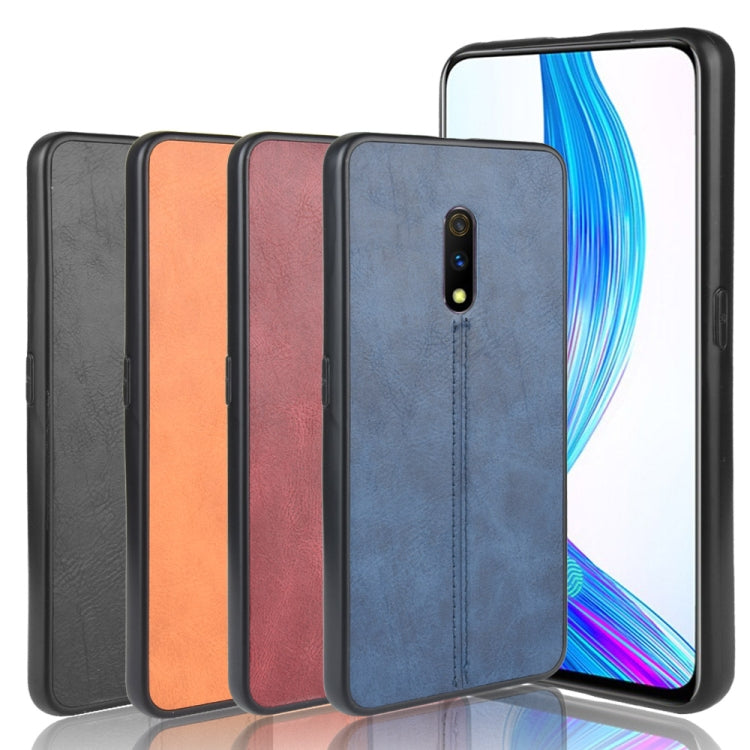 For Oppo Realme X Shockproof Sewing Cow Pattern Skin PC + PU + TPU Case