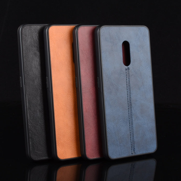 For Oppo Realme X Shockproof Sewing Cow Pattern Skin PC + PU + TPU Case