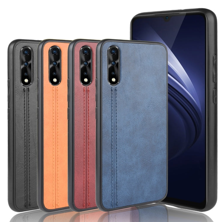 For Vivo S1/iQOO Neo/Y7s Shockproof Sewing Cow Pattern Skin PC + PU + TPU Case