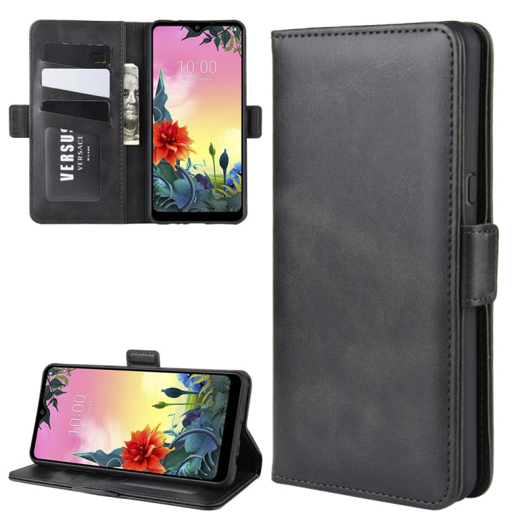 For LG K50S Double Buckle Crazy Horse Business Mobile Phone Holster with Card Wallet Bracket Function