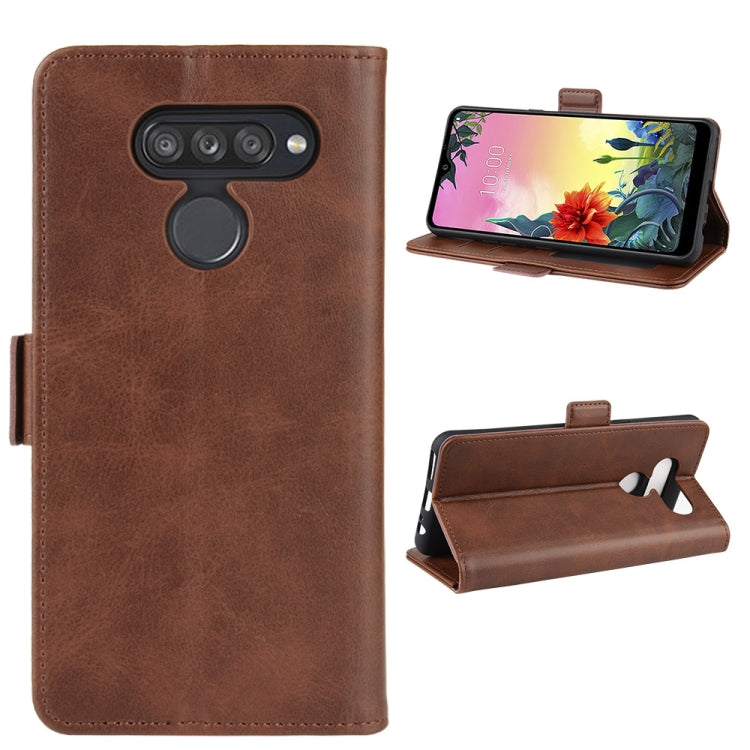 For LG K50S Double Buckle Crazy Horse Business Mobile Phone Holster with Card Wallet Bracket Function