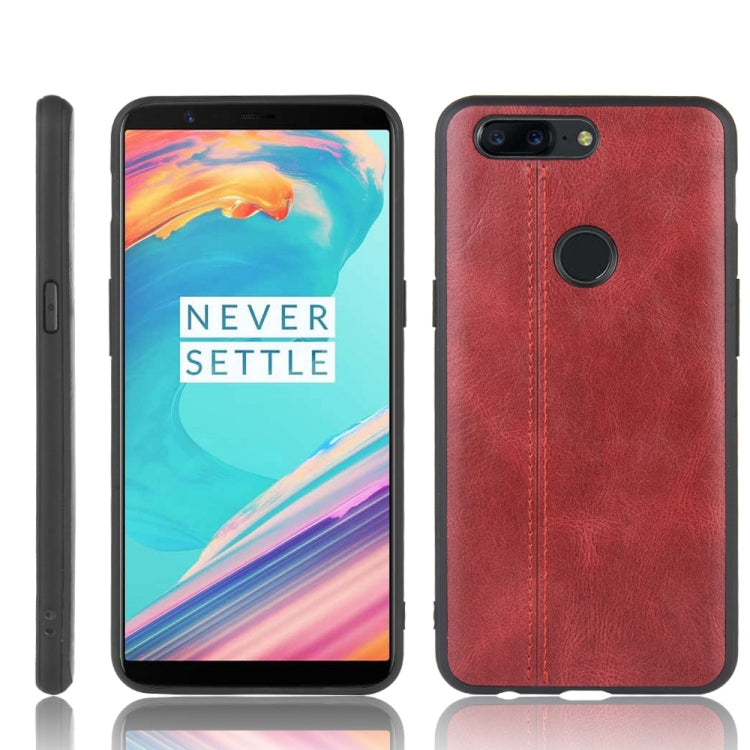 For OnePlus 5T Shockproof Sewing Cow Pattern Skin PC + PU + TPU Case