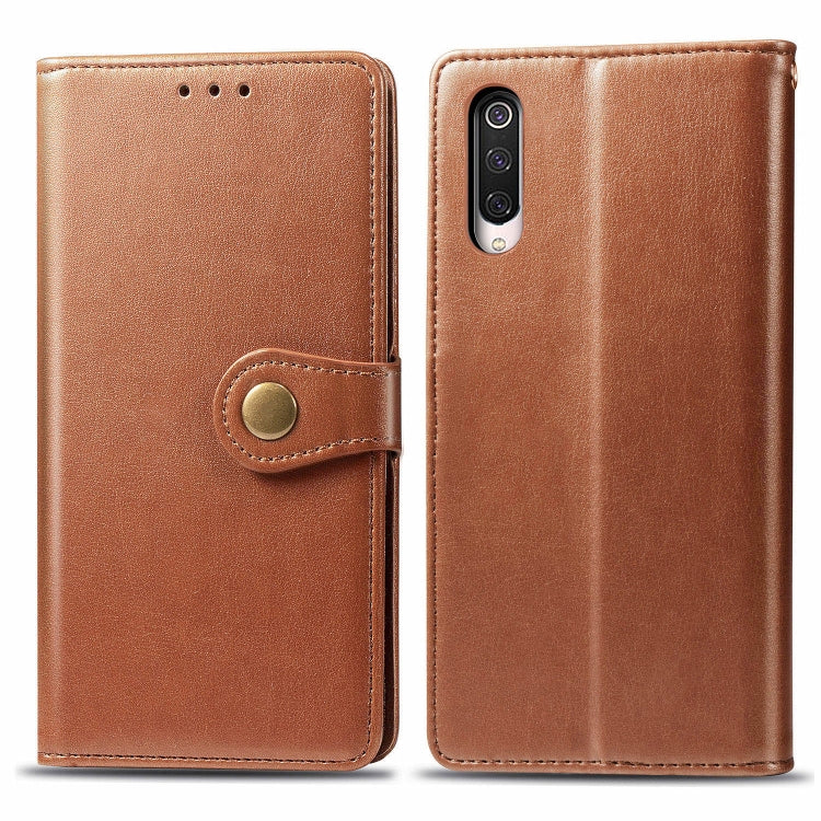 For Xiaomi Mi 9 Pro / 5G Retro Solid Color Leather Buckle Mobile Phone Protection Leather Case with Photo Frame & Card Slot & Wallet & Bracket Function