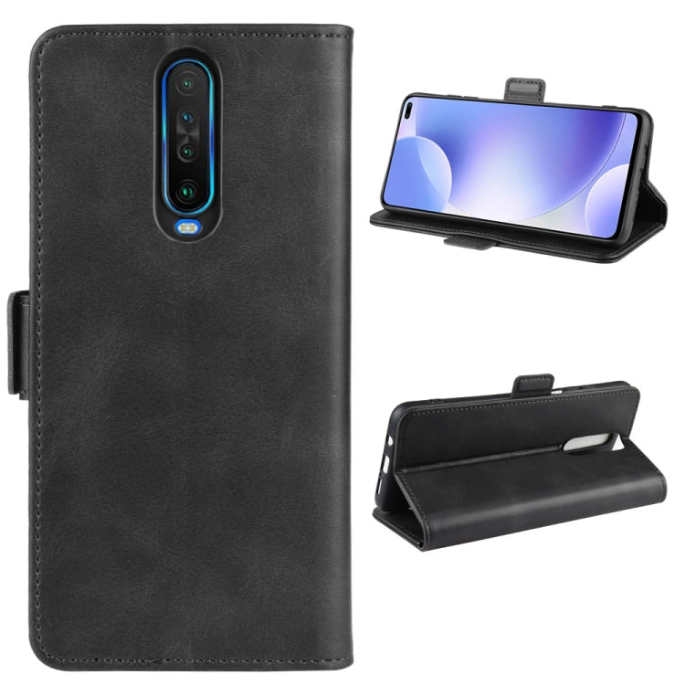 For Xiaomi Redmi K30 Double Buckle Crazy Horse Business Mobile Phone Holster with Card Wallet Bracket Function
