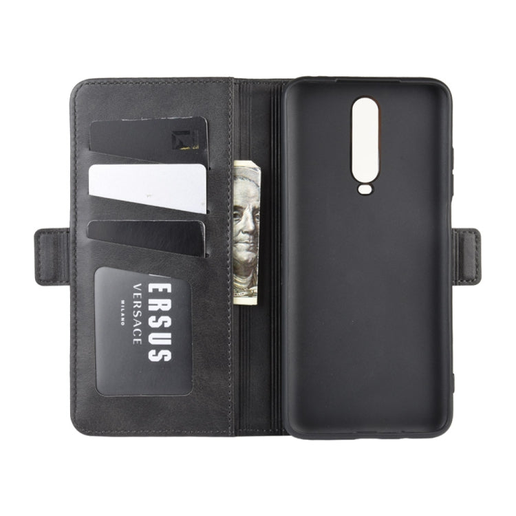For Xiaomi Redmi K30 Double Buckle Crazy Horse Business Mobile Phone Holster with Card Wallet Bracket Function