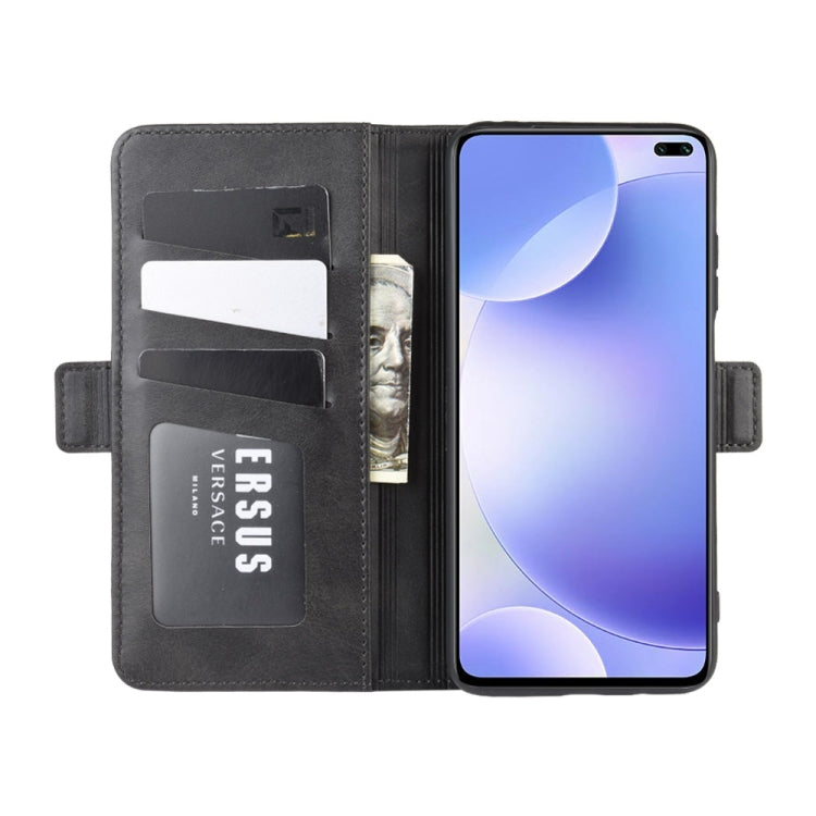 For Xiaomi Redmi K30 Double Buckle Crazy Horse Business Mobile Phone Holster with Card Wallet Bracket Function