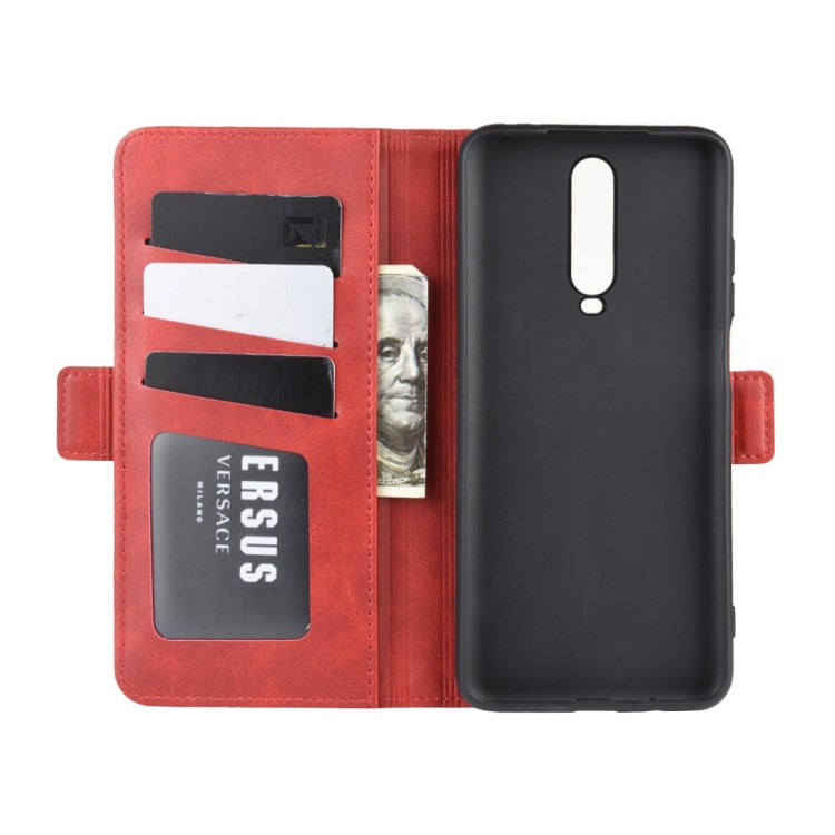 For Xiaomi Redmi K30 Double Buckle Crazy Horse Business Mobile Phone Holster with Card Wallet Bracket Function