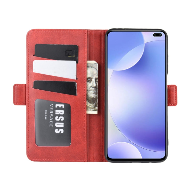 For Xiaomi Redmi K30 Double Buckle Crazy Horse Business Mobile Phone Holster with Card Wallet Bracket Function