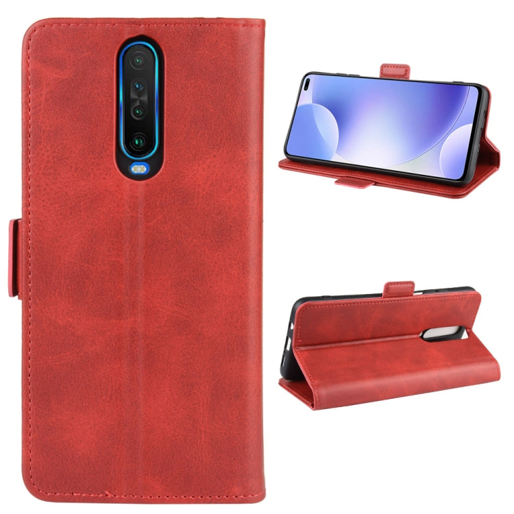 For Xiaomi Redmi K30 Double Buckle Crazy Horse Business Mobile Phone Holster with Card Wallet Bracket Function