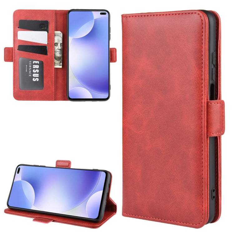 For Xiaomi Redmi K30 Double Buckle Crazy Horse Business Mobile Phone Holster with Card Wallet Bracket Function