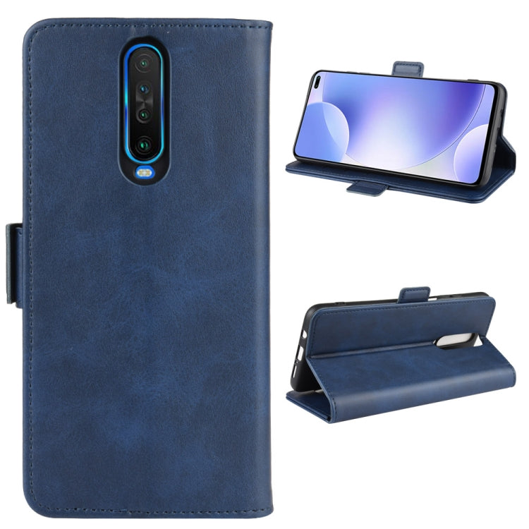 For Xiaomi Redmi K30 Double Buckle Crazy Horse Business Mobile Phone Holster with Card Wallet Bracket Function