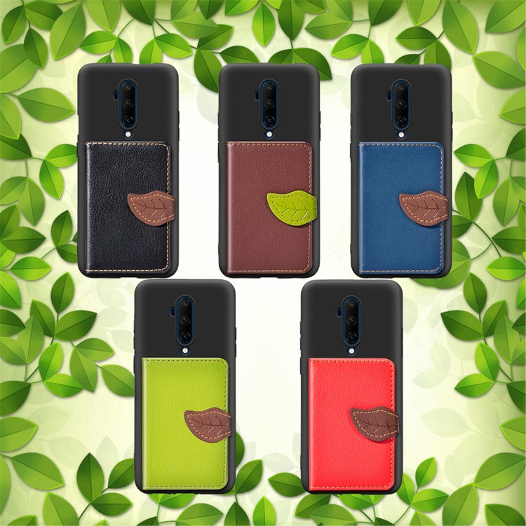 For OnePlus 7T Pro Leaf Buckle Litchi Texture Card Holder PU + TPU Case with Card Slot & Wallet & Holder & Photo Frame
