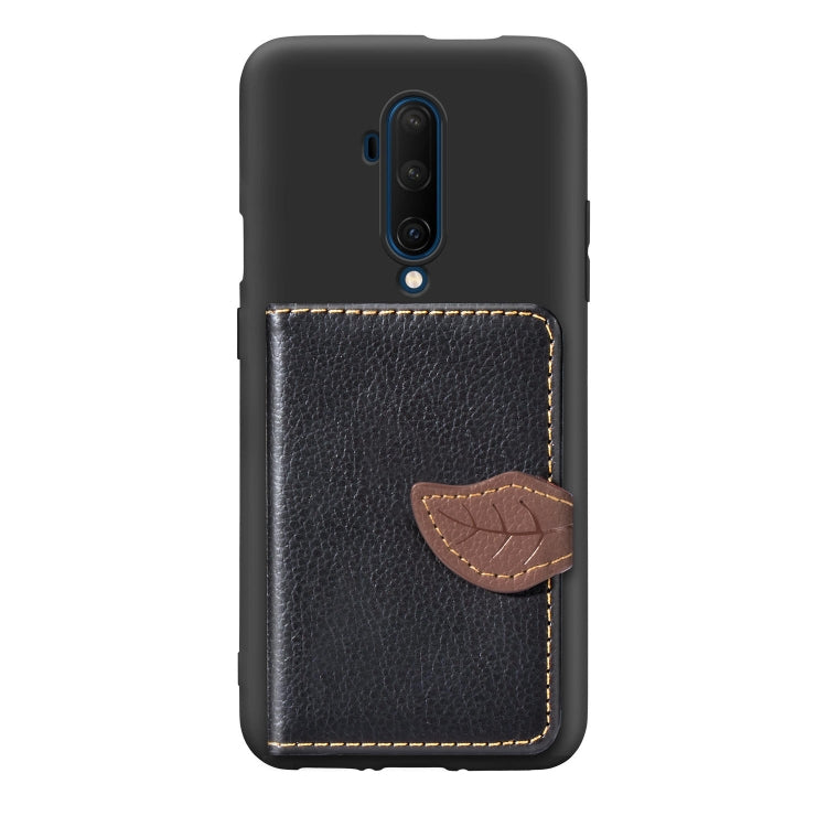 For OnePlus 7T Pro Leaf Buckle Litchi Texture Card Holder PU + TPU Case with Card Slot & Wallet & Holder & Photo Frame