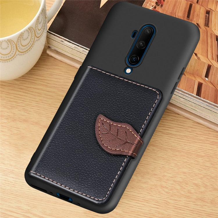 For OnePlus 7T Pro Leaf Buckle Litchi Texture Card Holder PU + TPU Case with Card Slot & Wallet & Holder & Photo Frame