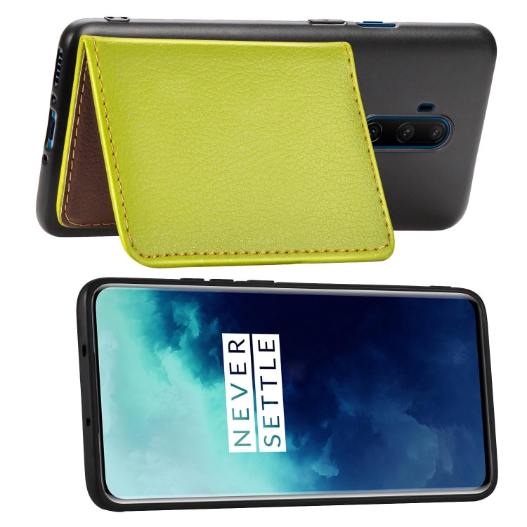 For OnePlus 7T Pro Leaf Buckle Litchi Texture Card Holder PU + TPU Case with Card Slot & Wallet & Holder & Photo Frame