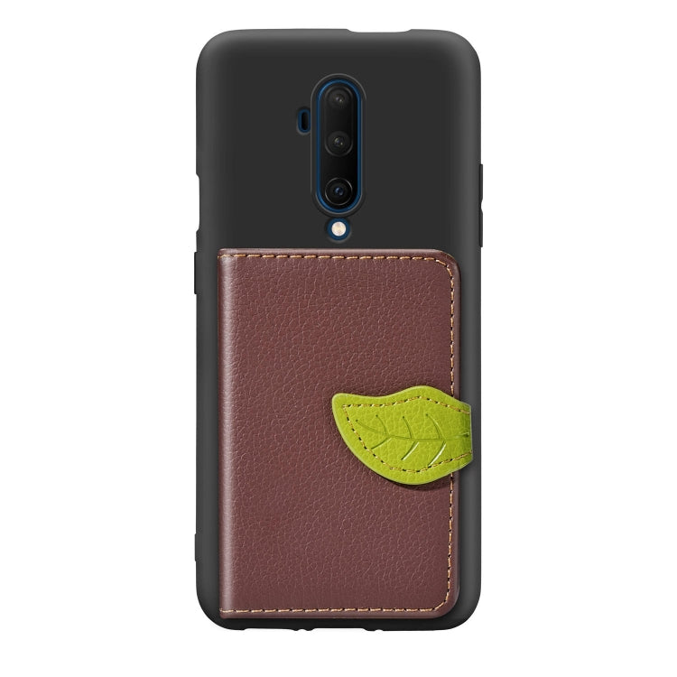 For OnePlus 7T Pro Leaf Buckle Litchi Texture Card Holder PU + TPU Case with Card Slot & Wallet & Holder & Photo Frame