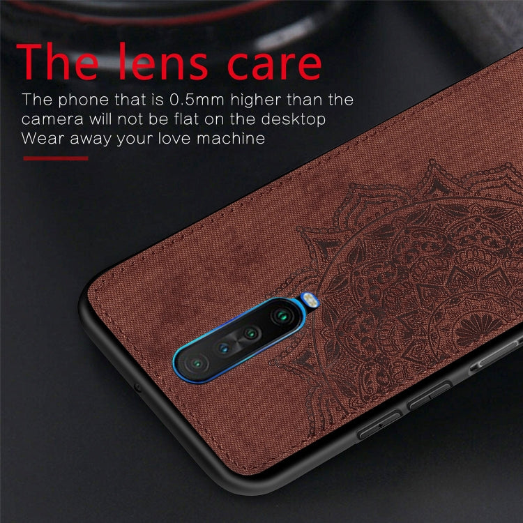 For Xiaomi Redmi K30 Mandala Embossed Cloth Cover PC + TPU Mobile Phone Case with Magnetic Function and Hand Strap