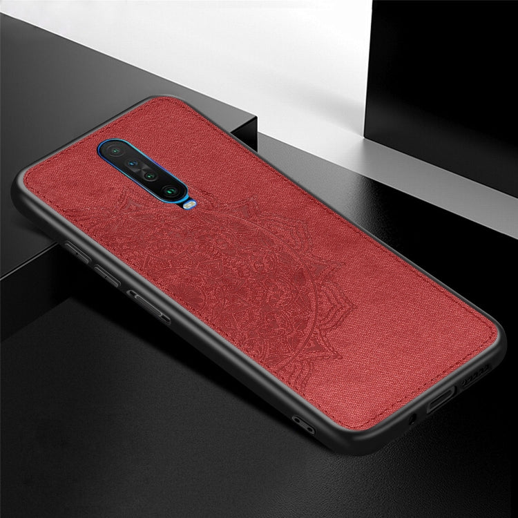 For Xiaomi Redmi K30 Mandala Embossed Cloth Cover PC + TPU Mobile Phone Case with Magnetic Function and Hand Strap