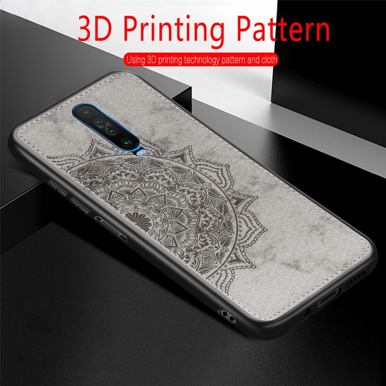 For Xiaomi Redmi K30 Mandala Embossed Cloth Cover PC + TPU Mobile Phone Case with Magnetic Function and Hand Strap