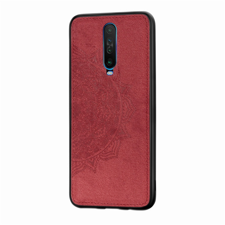 For Xiaomi Redmi K30 Mandala Embossed Cloth Cover PC + TPU Mobile Phone Case with Magnetic Function and Hand Strap