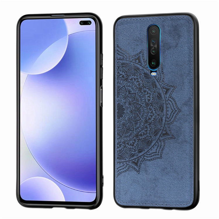For Xiaomi Redmi K30 Mandala Embossed Cloth Cover PC + TPU Mobile Phone Case with Magnetic Function and Hand Strap