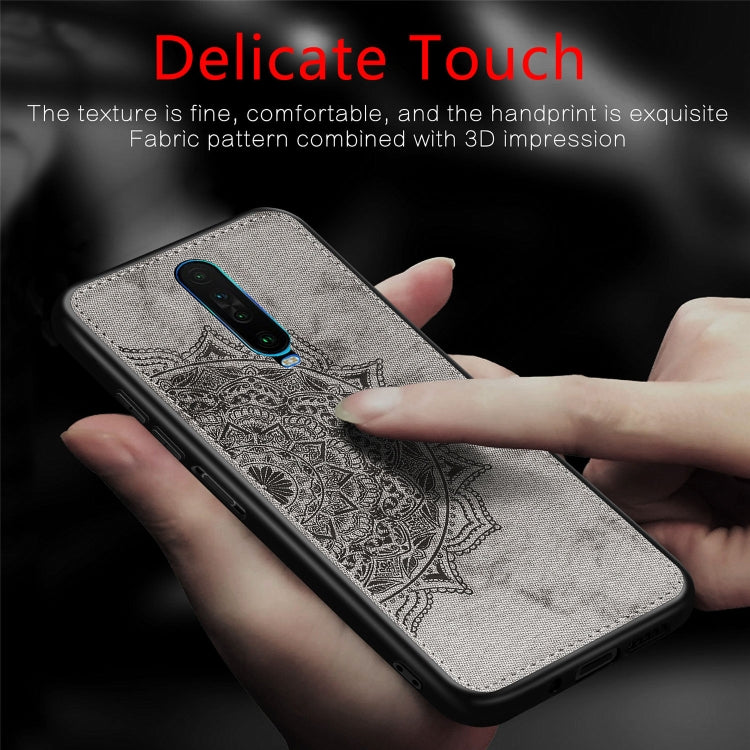 For Xiaomi Redmi K30 Mandala Embossed Cloth Cover PC + TPU Mobile Phone Case with Magnetic Function and Hand Strap